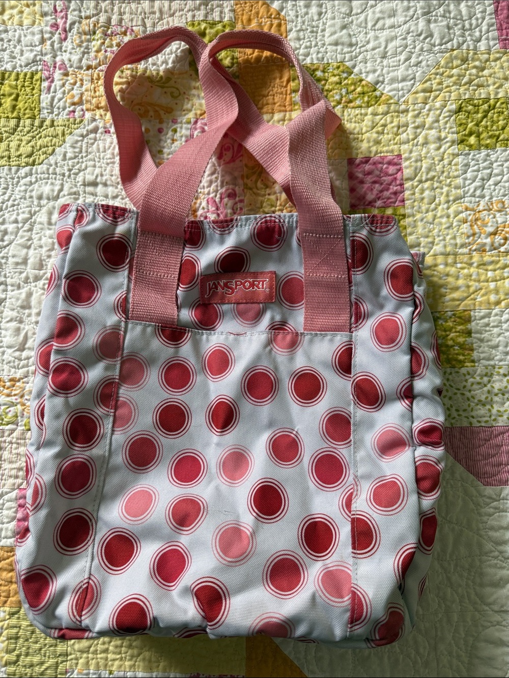 Jansport Pink and White Polka Dot Kids Tote